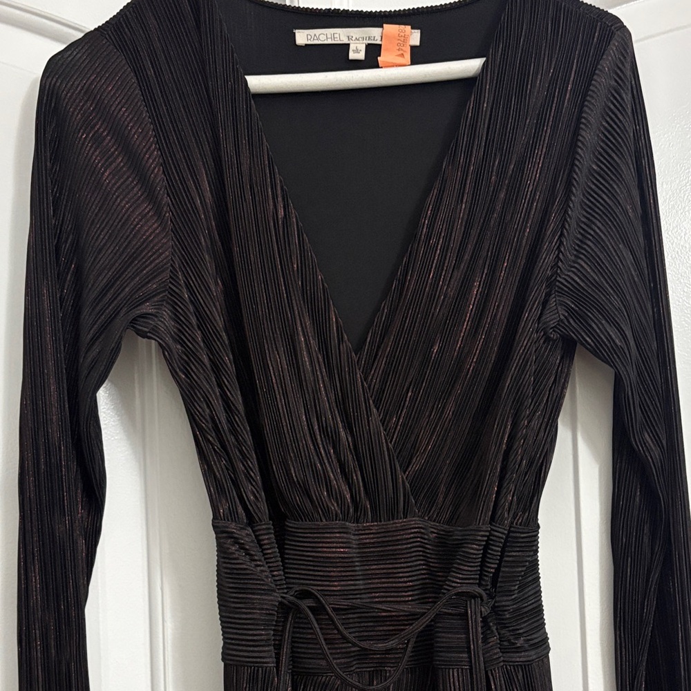 RACHEL Rachel Roy Black and Brown Long Sleeve Dress